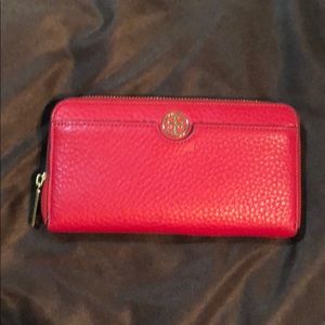 Red Tory Burch Wallet Like New Condition